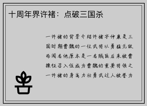 十周年界许褚：点破三国杀