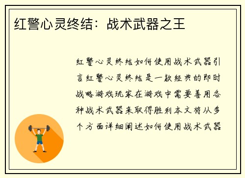 红警心灵终结：战术武器之王
