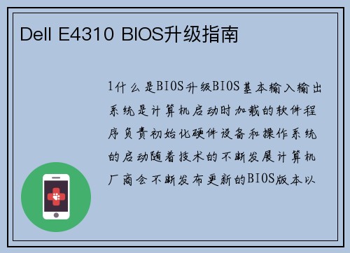 Dell E4310 BIOS升级指南
